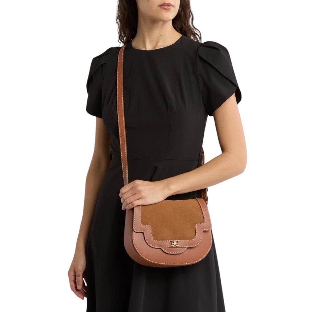 Sam Edelman Marsella Large Saddle Crossbody Bag Cognac